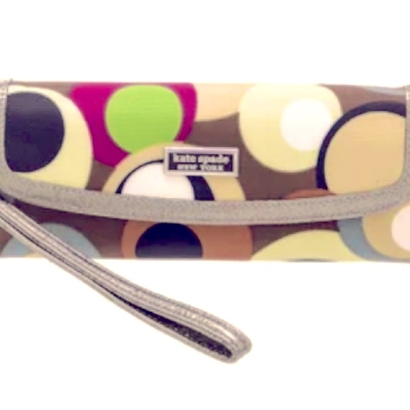 Retro Kate Spade New York Canvas Clutch In Multi- Color Geometric Design - Picture 4 of 6
